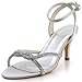 Elegantpark Women Open Toe High Heel Rhinestones Satin Prom Evening Sandals