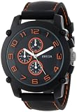 Breda Mens 8135_orange "Colton" Black Bezel Orange Accented Silicone Band Watch