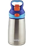 Contigo Autospout Striker Flip Chill Stainless Steel Kids Water Bottle, 10-Ounce, Sapphire