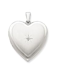 Genuine .925 Sterling Silver & Diamond 24mm D/C Heart Locket. 100% Satisfaction Guaranteed.