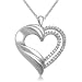 Sterling Silver Diamond Double Open Heart Pendant (0.003 cttw, I-J Color, I3 Clarity), 18