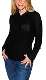 Hooded Guess Womens Wool Thin Cable Knit Sweater Hoodie Hooded Sweatshirt Black
