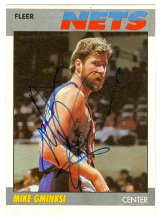 Mike Gminski Autographed/Hand Signed Basketball Card (New Jersey Nets) 1987 Fleer #41