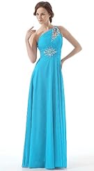 One Shoulder Crystals Crystal Chiffon/Silk Evening Dress 