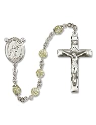 St. Tarcisius Patron Saint St. Sterling Silver Rosary w/Patron Saint Medal Center Catholic Religious Necklace Prayer w/Swarovski Austrian Tin Cut Crystal & Gemstone Beads Crucifix
