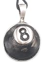Cool Eight Ball Silver Tone Pewter Pendant Necklace