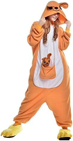 TDHQ Kangaroo Warm Onesie Plush Hoodie Cartoon Halloween Cosplay Kigurumi Pajamas