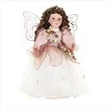 PORCELAIN FAIRY DOLL ANGEL IVORY GOLD WITH WINGS ROSES