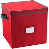 Elf Stor Premium Red Christmas Ornament Storage Chest Holds 64 Balls w/ Dividers