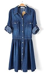 Denim Long Sleeves Summer  Shirt  Dress