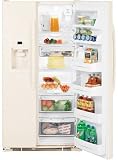 Review GE  / GE GSS23QGTCC 23.1 cu. ft. Side-by-Side Refrigerator with 3 Glass Shelves, Gallon Door Storage, 2 Stack Drawer System and External Water/Ice Dispenser & Temperature Controls: Bisque