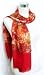 Chiffon/Satin Floral Print on Red - Silk Long Scarf 20