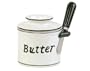 Butter Bell Bistro Crock with Matching Spreader, White with Green Trim and Green Spreader