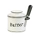 Butter Bell Bistro Crock with Matching Spreader, White with Green Trim and Green Spreader