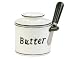 Butter Bell Bistro Crock with Matching Spreader, White with Green Trim and Green Spreader