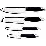 KitchenAid Gourmet 4-Piece Ceramic Chef Knife Set with Sheathes (Black)