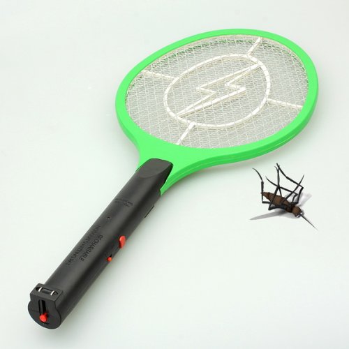 Green Handheld Rechargeable Bug Zapper Insect Fly Swatter Tennis Racket