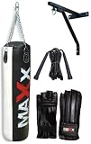5ft blk/w Rex Leather boxing punchbag wall Bracket & Gloves