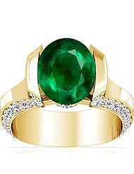 14K Yellow Gold Oval Cut Emerald Fana Designer Ring