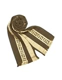 Fendi - Fendi Dark Brown & Beige Logoed Striped Wool & Silk Scarf