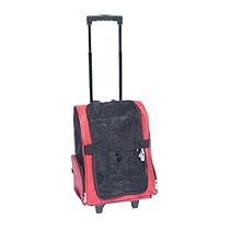 ALEKO PRB01RD Pet Travel Rolling Luggage Carrier Bag Backpack for Dogs and Cats, Red
