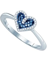 0.10CTW BLUE DIAMOND MICRO-PAVE HEART RING