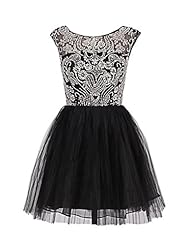 V-neck Short Beaded Polyester/Tulle Evening Dress/Prom Dress/Quinceanera Dress/Party Dress 