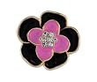 Geneva Women's Gold Black and Pink Flower Ring Watch