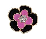 Geneva Women's Gold Black and Pink Flower Ring Watch
