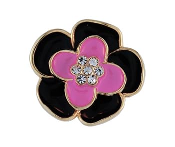 Geneva Women's Gold Black and Pink Flower Ring Watch