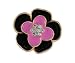 Geneva Women's Gold Black and Pink Flower Ring Watch