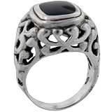Sterling Silver Princess Cut Onyx Viive Signet Ring
