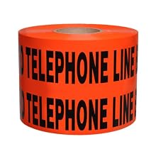 Presco B6104O54-658 1000' Length x 6" Width x 4 mil Thick, Polyethylene, Orange with Black Ink Non-Detectable Underground Warning Tape, Legend "Caution Buried Telephone Line Below" (Pack of 4)