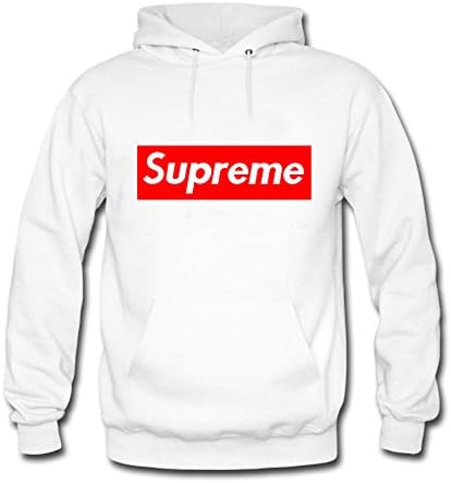Best Cotton Supreme Logo Men's pullover hoodie Large White