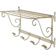 Ivory large metal shelf with 4 hooks, after French antique design