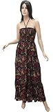 Extraordinary Allover Printed Cotton Long Party Wear Halter Tube Dress Xmas Christmas Gift