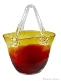 New Amber/Ruby Art Glass Hand Blown Purse Vase Decor