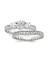 Ann Harrington Jewelry 14k White Gold 1 Ct Tw 3 Stone Diamond Antique Style Engagment Ring