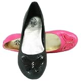 Ballet Flat Butterflies Pink Black Ladies Ballerina Style by Fuel
