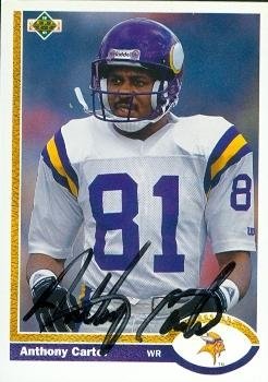 Anthony Carter Autographed/Hand Signed Football Card (Minnesota Vikings) 1991 Upper Deck #236