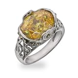 Designer Inspired Victorian Style Canary CZ Silver Ring