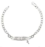 Sterling Silver "Life Is A Song Love Is The Music" With Note Charm Link Bracelet