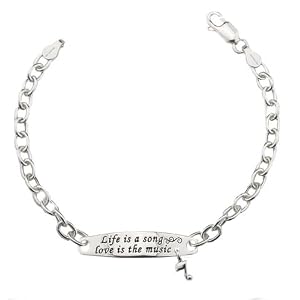Buy Sterling Silver Life Is A Song Love Is The Music With Note Charm Link Bracelet by Amazon.com Collection