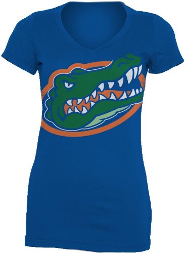 NCAA Florida Gators Gigantor Ladies V-Neck Tee Shirt (Royal, Large)