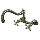 Kingston Brass KS3223AX Vintage Wall Mount Kitchen Faucet, 8-1/2-Inch, Vintage Brass