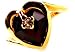 Genuine 18k Gold Plated 2 Carat Heart-Shape Red Ruby & .15 Carat Round-Brilliant Diamond Ring, Size 5