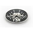 Oval Flying Spaghetti Monster Lapel Pin - silver and black finish