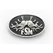 Oval Flying Spaghetti Monster Lapel Pin - silver and black finish