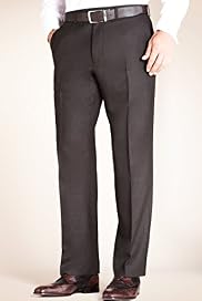 Big & Tall Luxury Sartorial Pure Wool Flat Front Twill Trousers