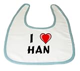 Baby Bib with I Love Han (first name/surname/nickname) by Shopzeus